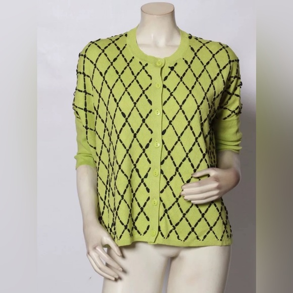 Rodina Lattice Print Ribbon Cardigan. Still in great shape! Ribbon detailing. - Picture 1 of 5